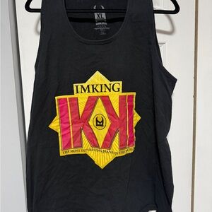 IMKING Black Tank Top with Yellow and Red Logo
